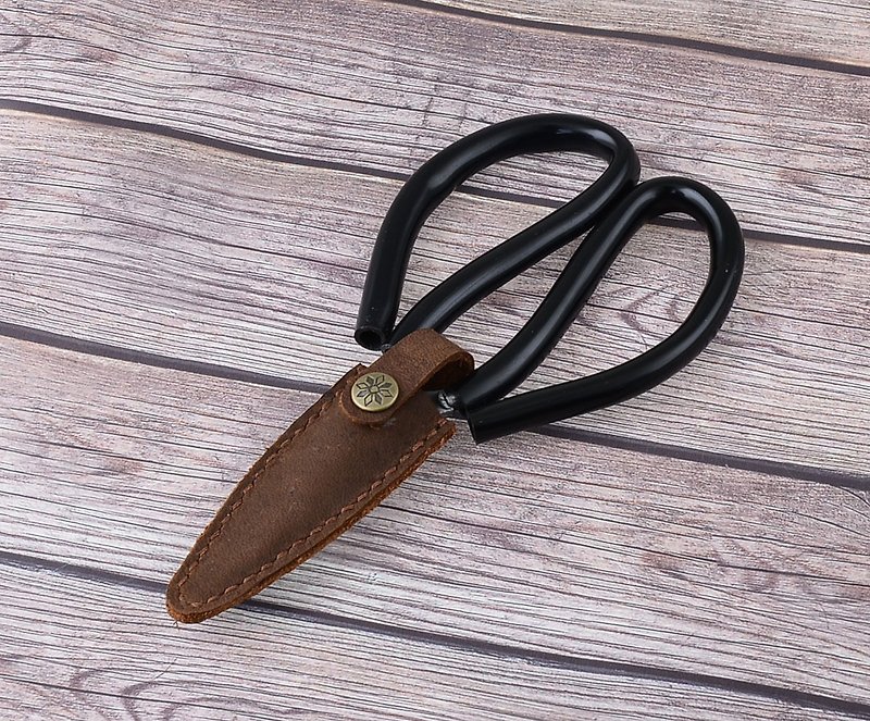 (U6.JP6 Handmade Leather Goods) Hand-made pure hand-stitched leather scissors holster / scissors safety holster - กรรไกร - หนังแท้ 