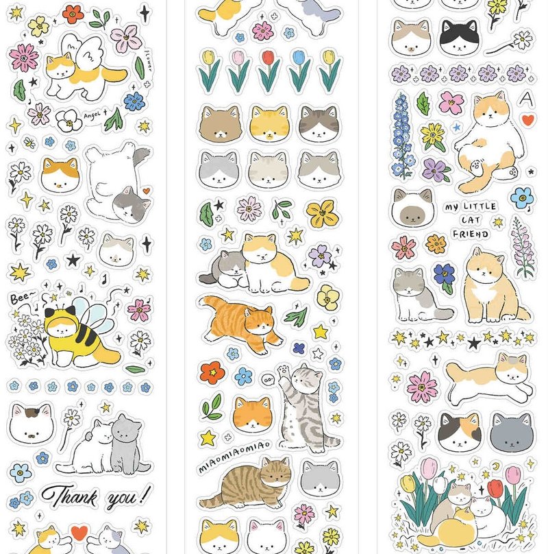 Cat Garden Cut Sticker Roll 5m Roll (Kiss Cut) - Washi Tape - Other Materials Multicolor