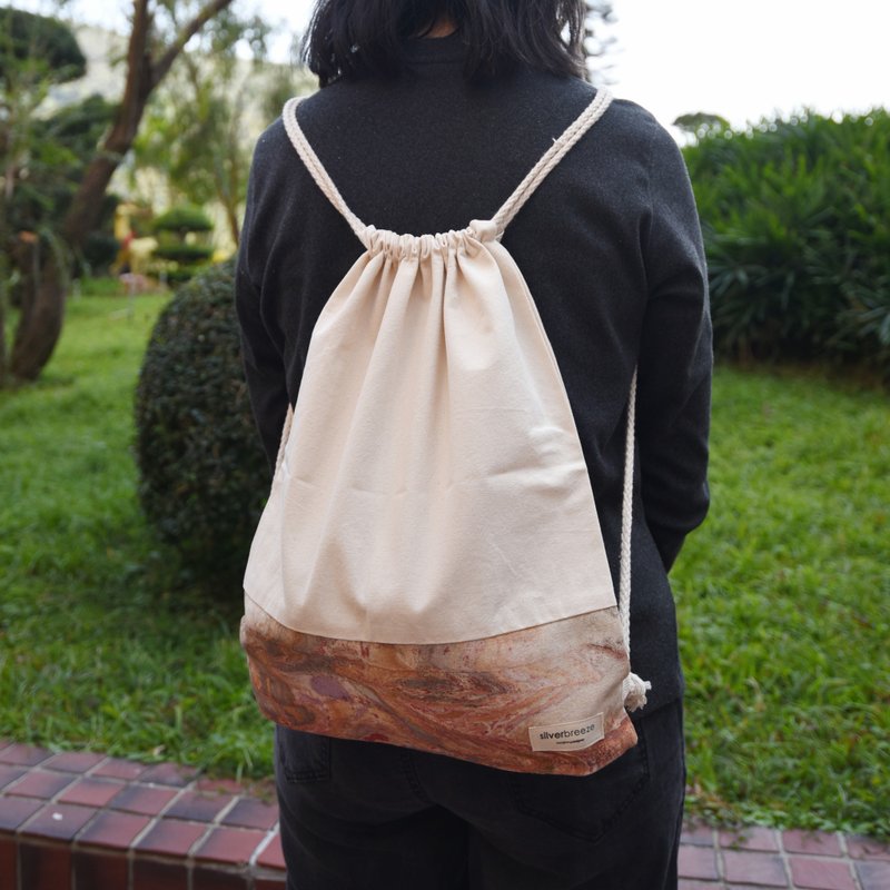 獨一無異 手染布袋 束口後背包 束繩包 束口袋 BD-16 - 索繩袋/束口袋 - 棉．麻 橘色