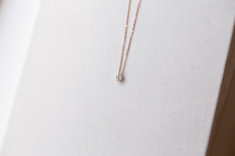14K玫瑰金拼鑽項鍊 視覺效果1克拉 輕珠寶 女生禮物 - 項鍊 - 鑽石 多色