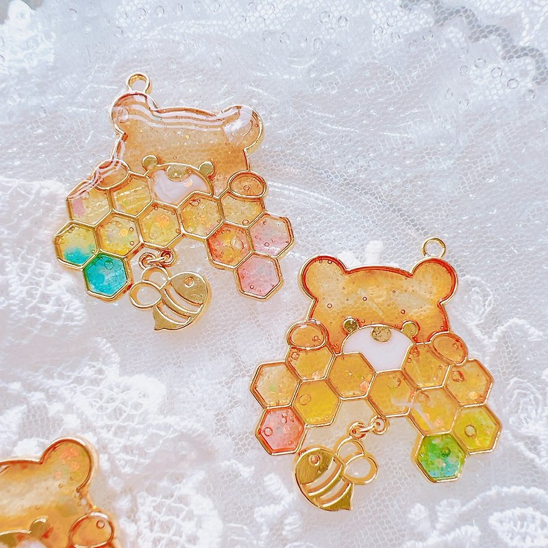 rainbow bear honey happy keyring key charm accessories - Charms - Other Materials Multicolor