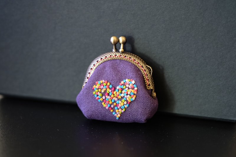 CaCa Crafts | Personalization 【Thousands of Hearts】Super Mini Gold Bag - Coin Purses - Cotton & Hemp 