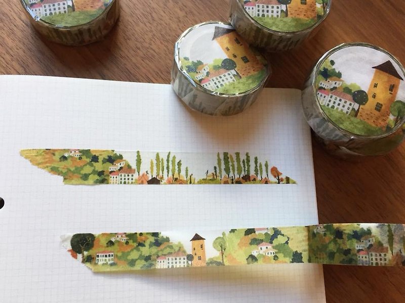Paper tape · An ancient summer town on the Rhone River in France - Washi Tape - Paper Multicolor