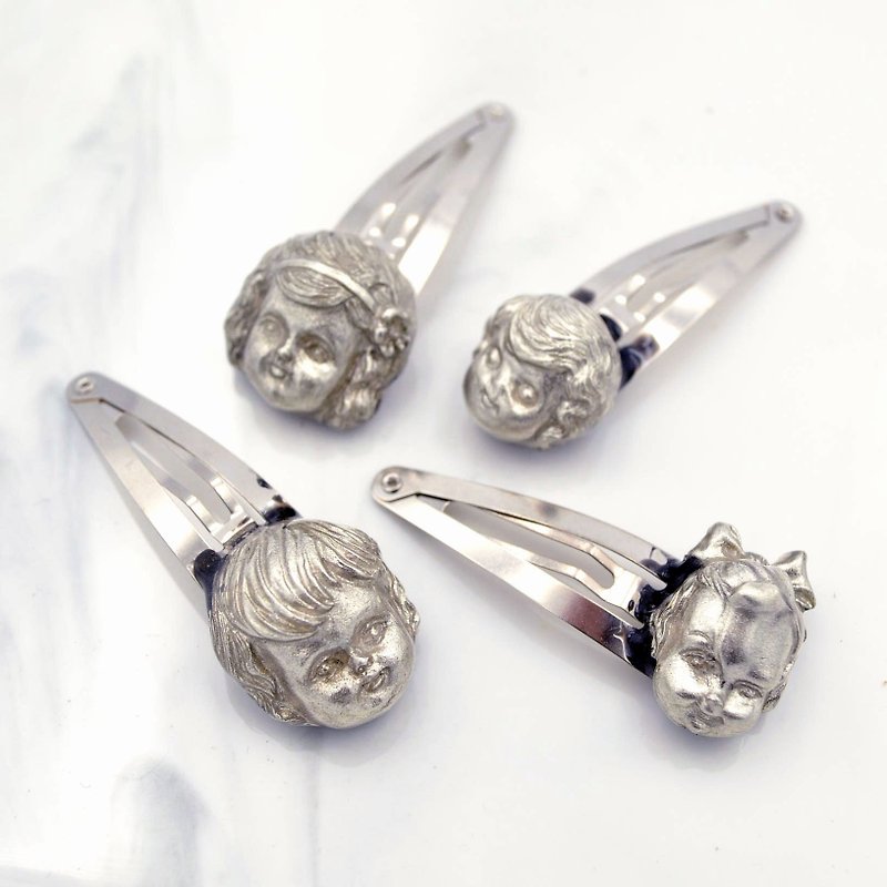 Silver antique Silver doll hair clip can be customized gold, silver, black or other colors - Hair Accessories - Other Metals Silver