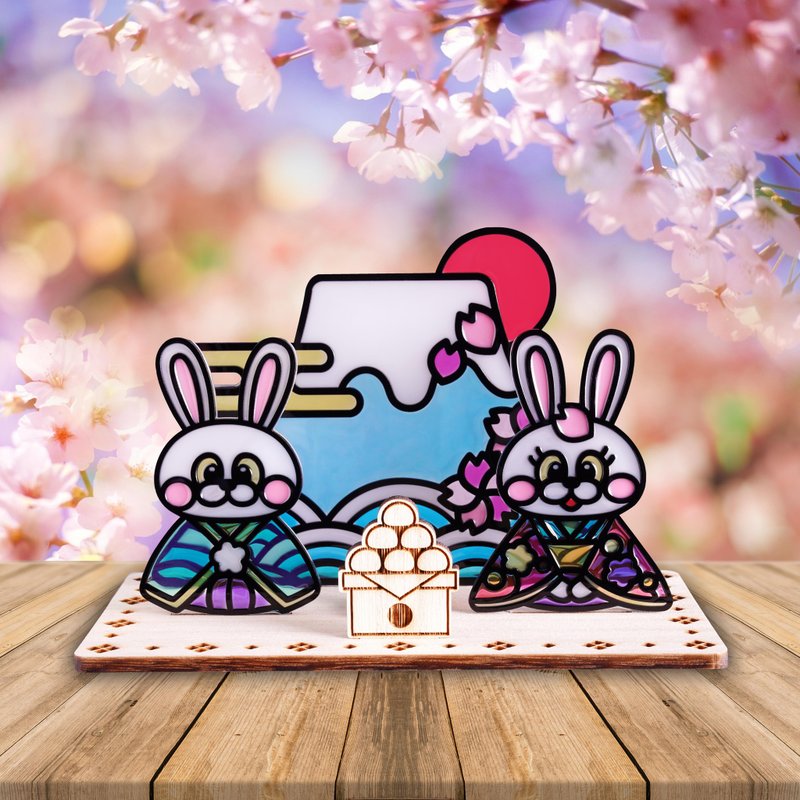 【Moko Bastet】富士山和服兔子擺設 香薰座 塔香 緣起物 線香 - 客製化寵物商品 - 樹脂 多色
