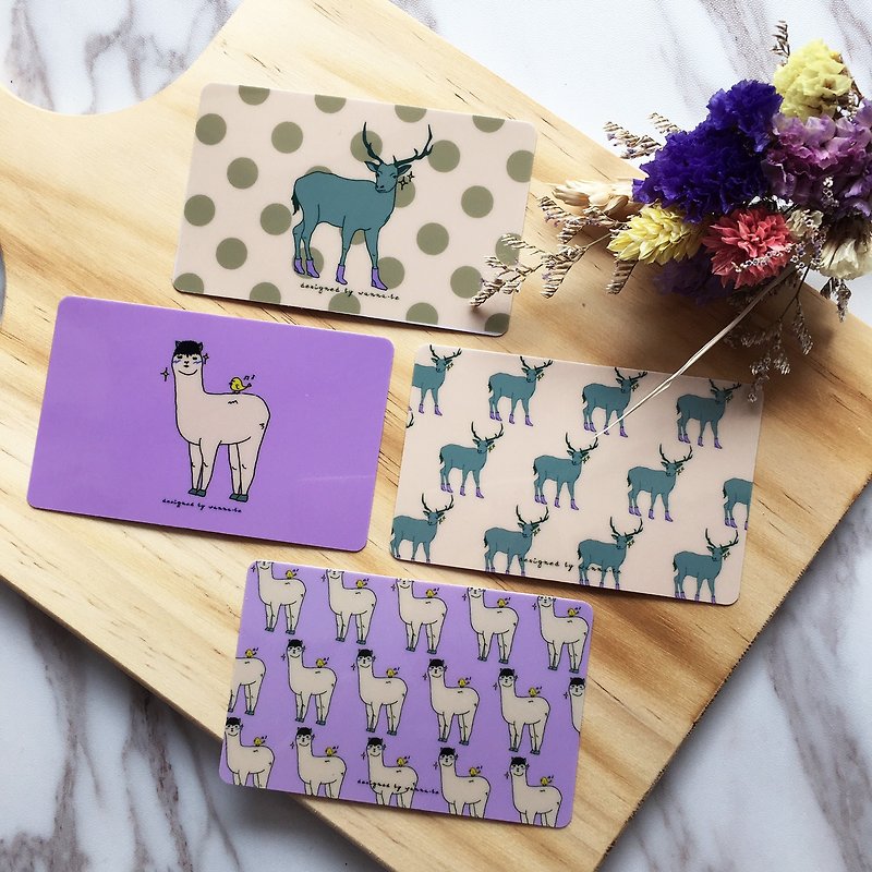 "Wannabe" to buy two to send a * super-healing hand-painted grass mud horse / deer / rabbit waterproof card stickers ~ Wenqing feel travel card Octopus apply stickers picture designer gifts gift text Hong Kong Taiwan painting - สติกเกอร์ - กระดาษ หลากหลายสี