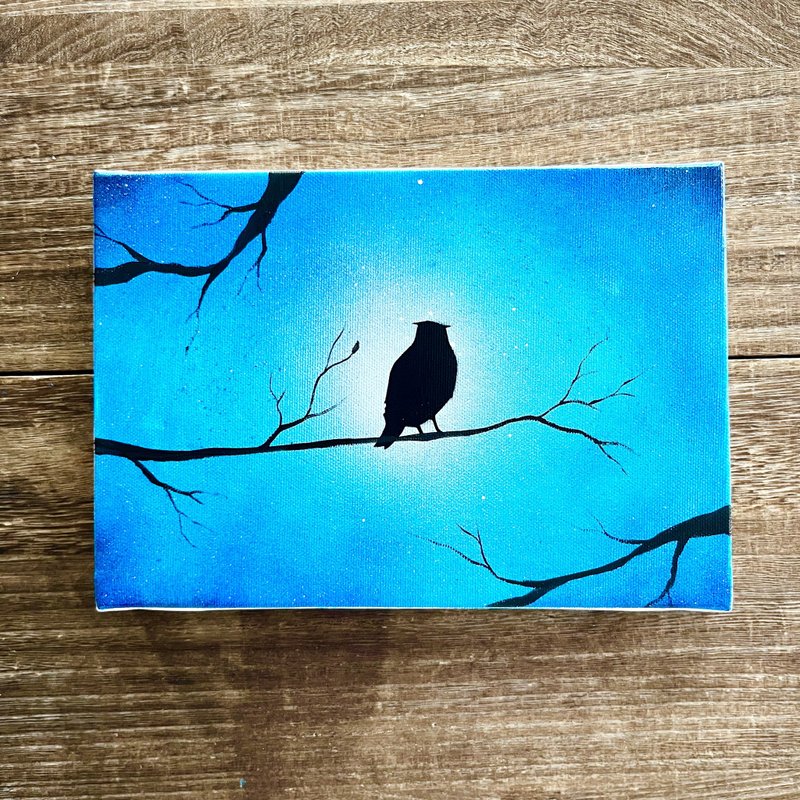 Owl of forest キャンバスパネル風景画 - 海報/掛畫/掛布 - 棉．麻 藍色