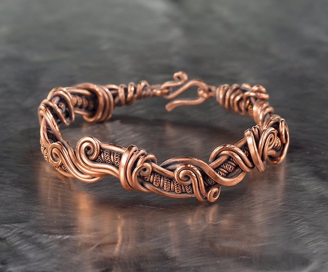 Men Copper bracelet Copper men bangle Unisex woven Wire Wrapped jewelry bracelet  Wire Braided bracelet Copper jewelry