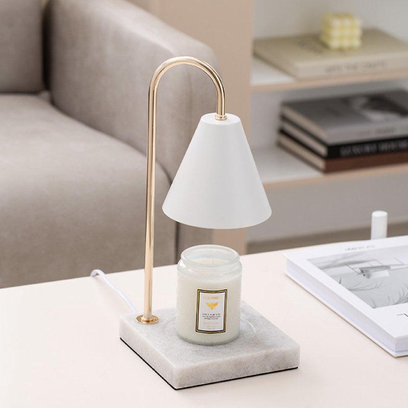 FUNDAY White Marble Style Melting Candle Lamp Scented Candle Warming Lamp- Dimmable Version - เทียน/เชิงเทียน - วัสดุอื่นๆ ขาว