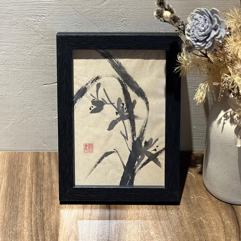 Hand-painted ink sketch | Orchid | Chinese painting - ของวางตกแต่ง - กระดาษ 