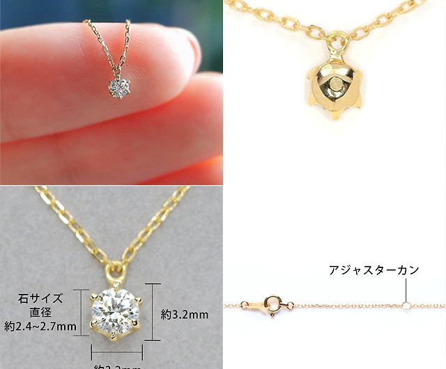 Simple single diamond K18 necklace (2.5mm round brilliant cut) - Shop  raspia Necklaces - Pinkoi