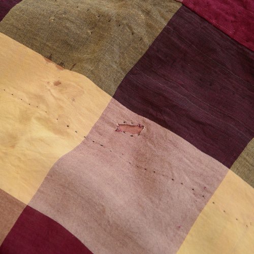 襤褸古布の布団皮 昭和初期 中期 格子 無地 つぎはぎクレイジー