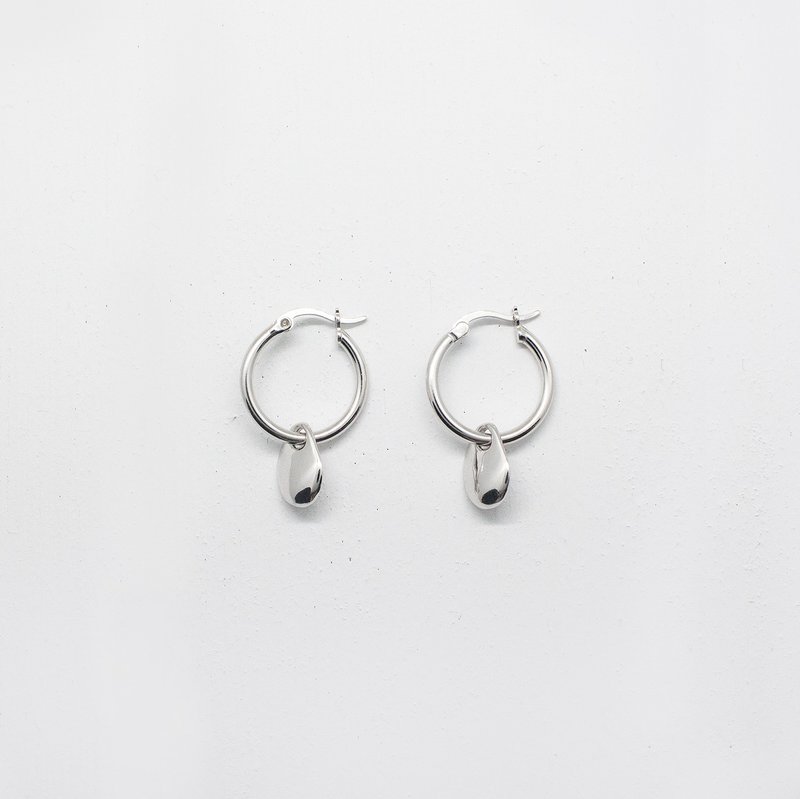 925 Silver Bean Earrings / Earclip (2way) / L / Christmas gift - ต่างหู - เงินแท้ สีเงิน