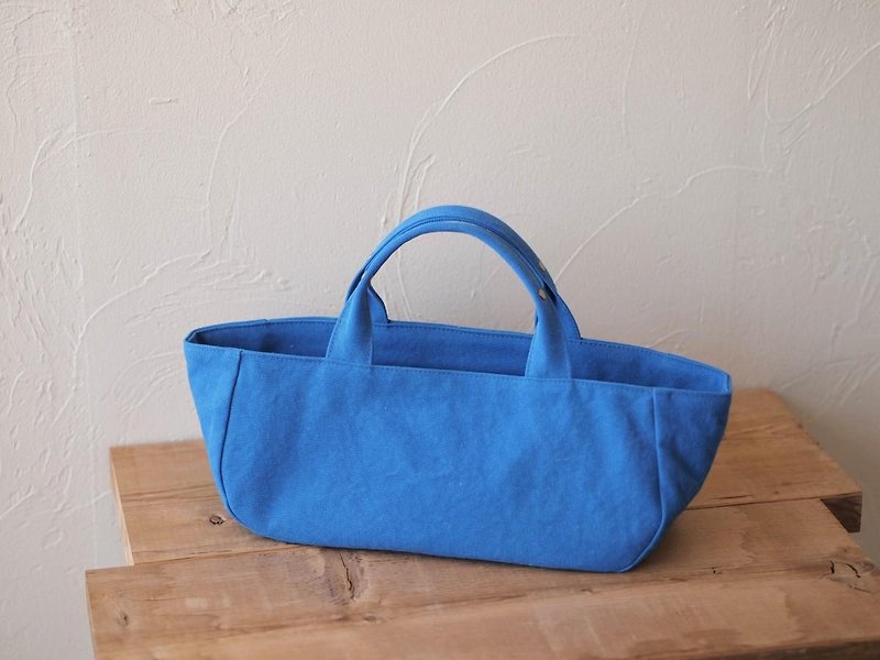 Round tote with lid Yoko Naka Blue - Handbags & Totes - Cotton & Hemp Blue