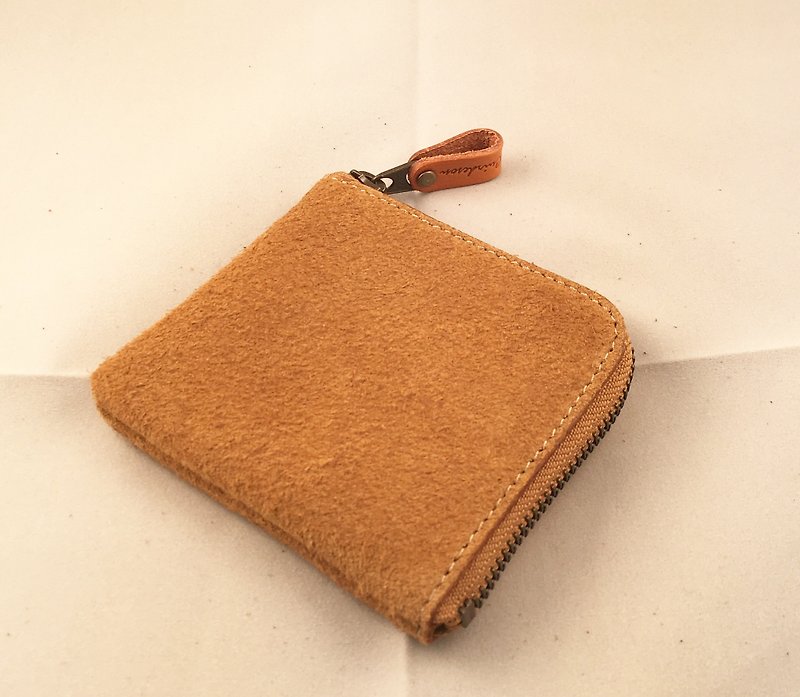 Lzipper coin case wallet coin purse pouch Tochigi leather suede leather TOCHIGI  - กระเป๋าใส่เหรียญ - หนังแท้ สีนำ้ตาล