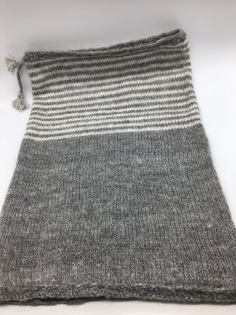 Earth tree hand fair trade / Alpaca goods / hat bib (dual / gray stripes) - Scarves - Other Materials 