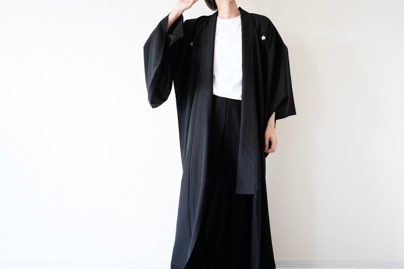 KIMONO, black kimono, long kimono, kimono robe, maxi kimono, kimono dress - 禮服/小禮服 - 聚酯纖維 黑色