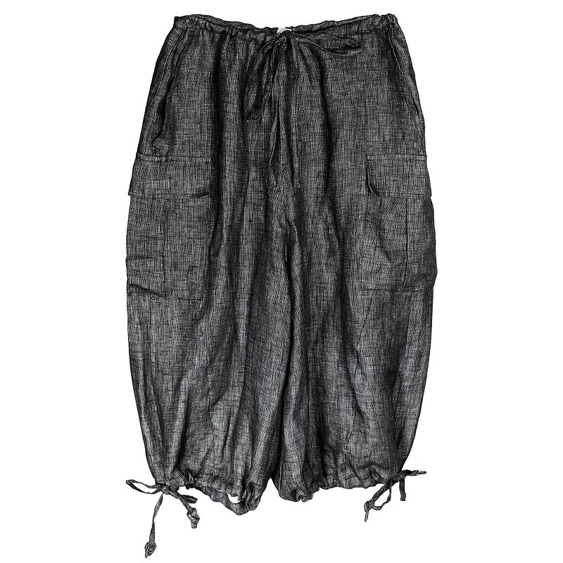 兩側口袋汽球褲 "Itsuki" - 男長褲/休閒褲 - 棉．麻 灰色