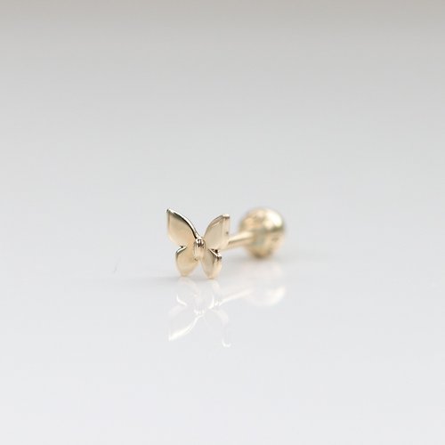 CHARIS GRACE 14K Gold Butterfly Piercing 金蝴蝶鎖珠耳環 (單個)