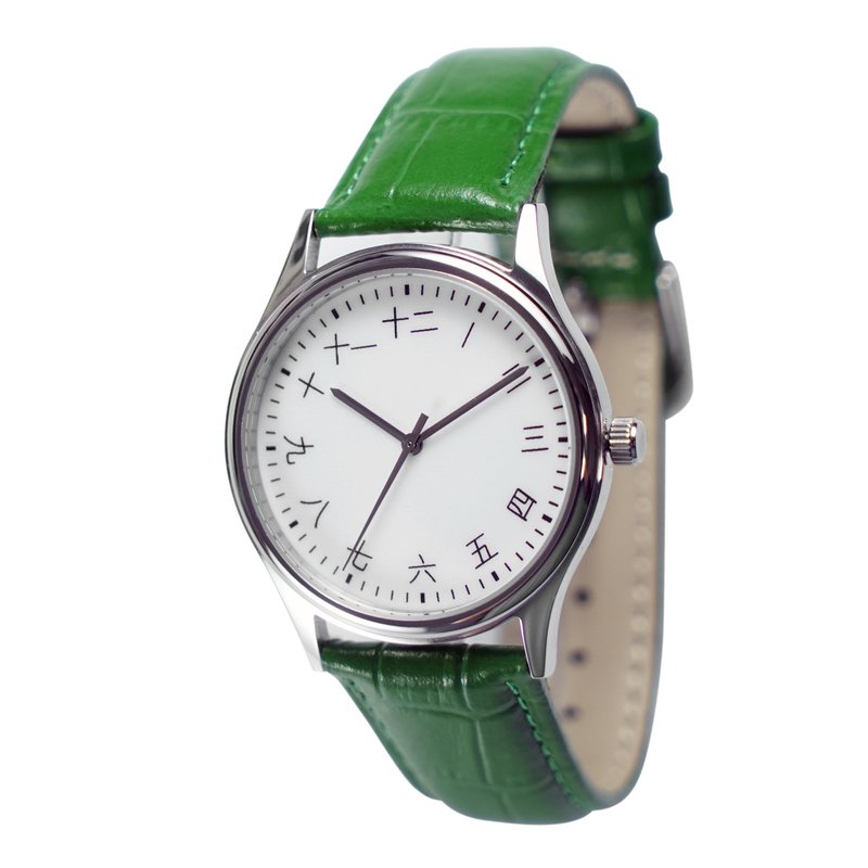 Japanese Numbers Watch Green Strap Gender Free Free Shipping Worldwide - นาฬิกาผู้ชาย - สแตนเลส สีเขียว