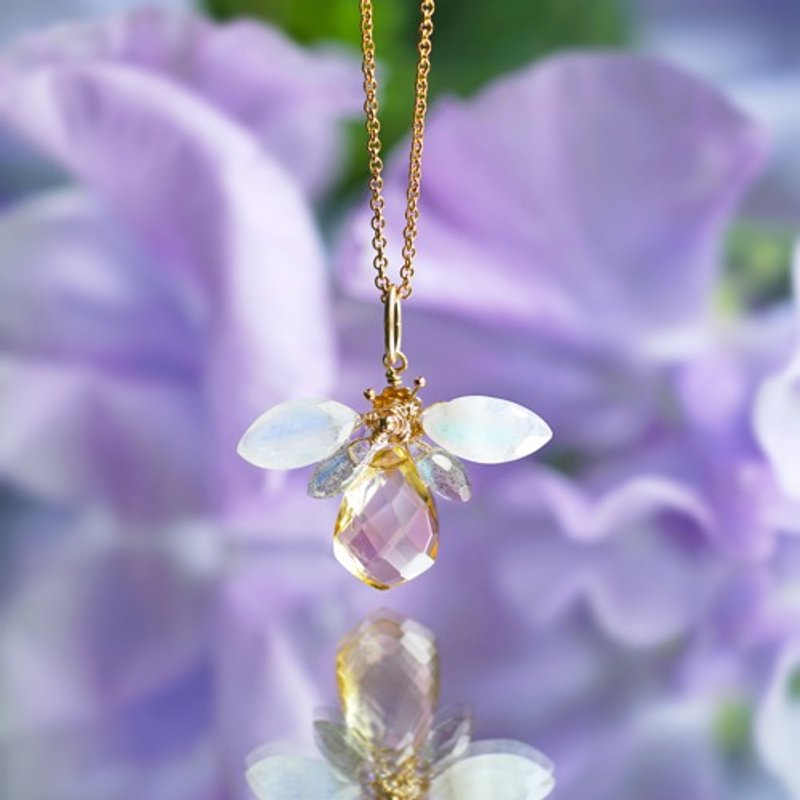 3種クォーツによる蜜蜂のネックレス　Abeille - 項鍊 - 寶石 多色