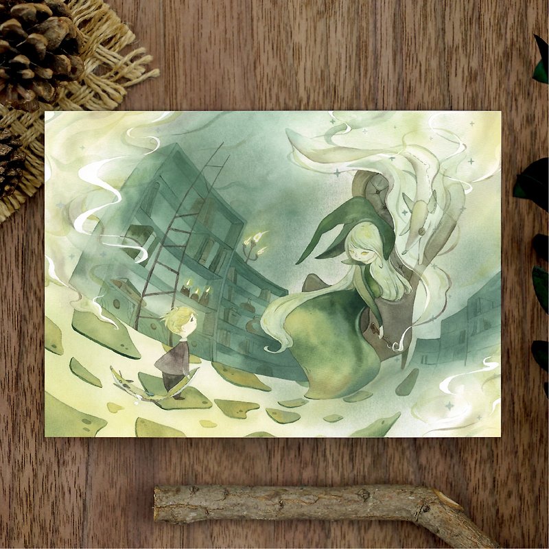 【Watercolor Illustration Postcard】Visiting the Witch - Cards & Postcards - Paper Green