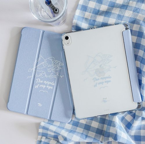 Tomhandss 【 Milky Blue Cupid's Love】透明磨砂書本式iPad 保護套