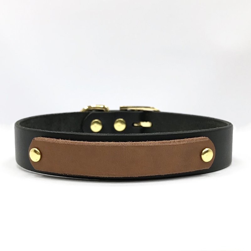 [Autumn and winter new fashion] I am a brand-name collar│two-tone design│lightweight and light waterproof cowhide - Collars & Leashes - Genuine Leather Brown