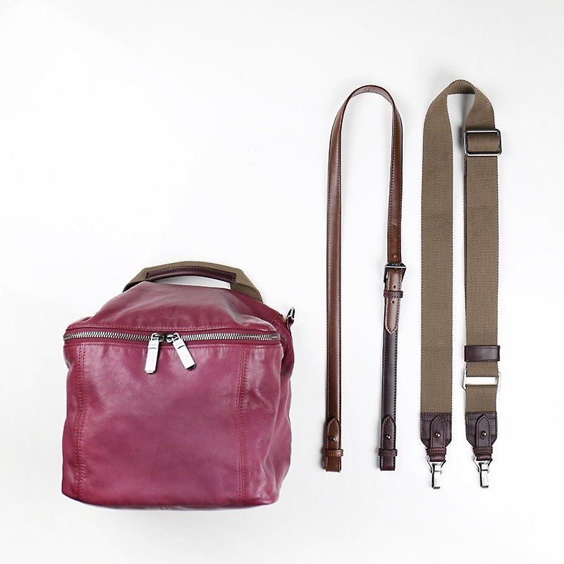 Pimm's lightweight sheepskin casual shoulder bag (wide straps & thin strap) - Fei Zi - กระเป๋าแมสเซนเจอร์ - หนังแท้ สีม่วง