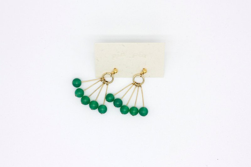 青葡萄耳環 - 925純銀鍍22k耳針 聖誕禮物 - 耳環/耳夾 - 寶石 綠色