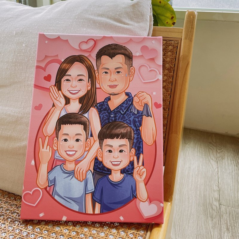 【小家庭似顏繪、留住珍貴家人時光】全家福/紀念 (收費以人數計) - 電子似顏繪/繪畫/插畫 - 其他材質 