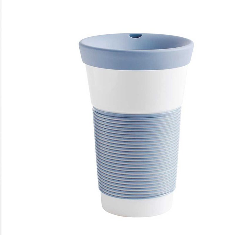 摩登系列-470ml含蓋隨行杯-柔情藍-原廠盒裝 - 咖啡杯 - 瓷 藍色