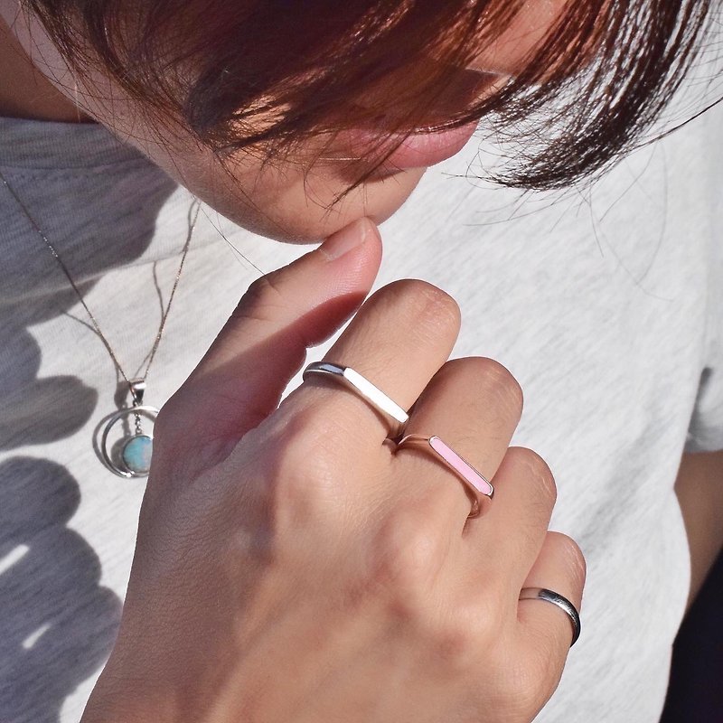 Silver ring enamel enamel ring #minimsignature #minimenamel - 戒指 - 純銀 