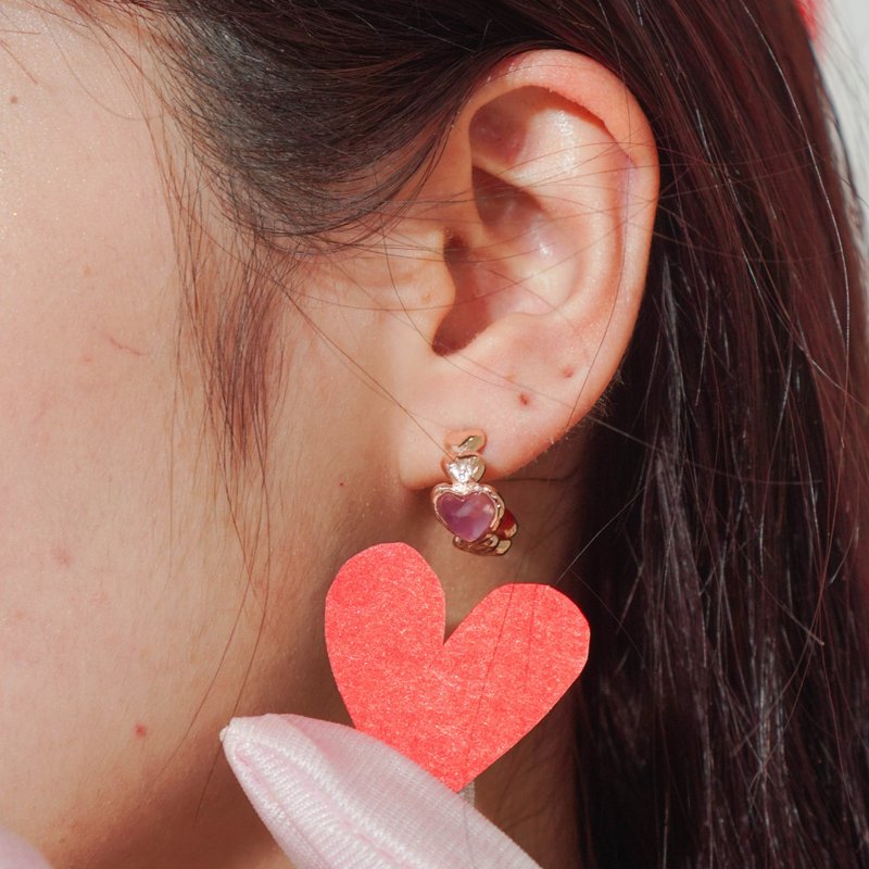 Love Card Earrings - ต่างหู - เครื่องประดับพลอย สีทอง