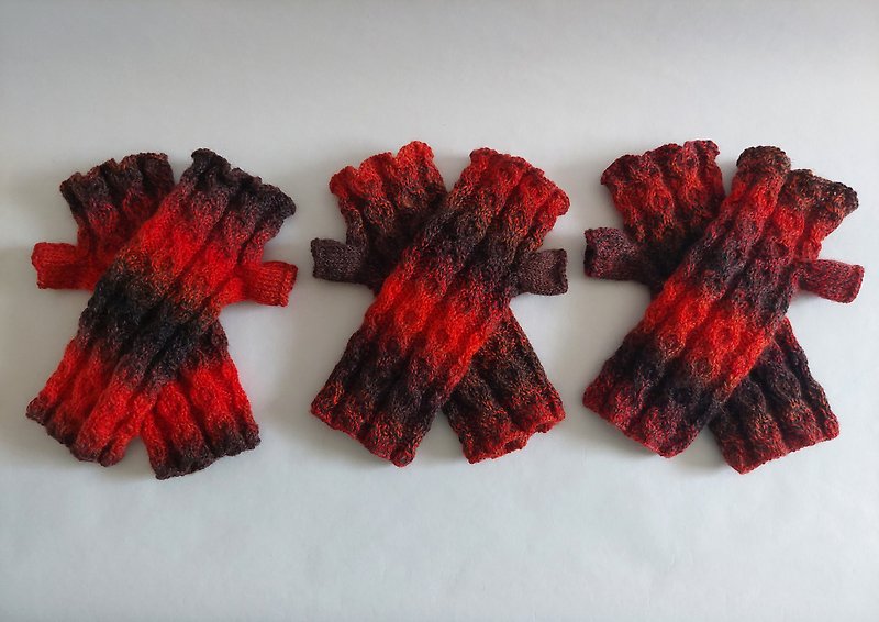 Wool Blend Mitts Winter Sunset - Gloves & Mittens - Wool 