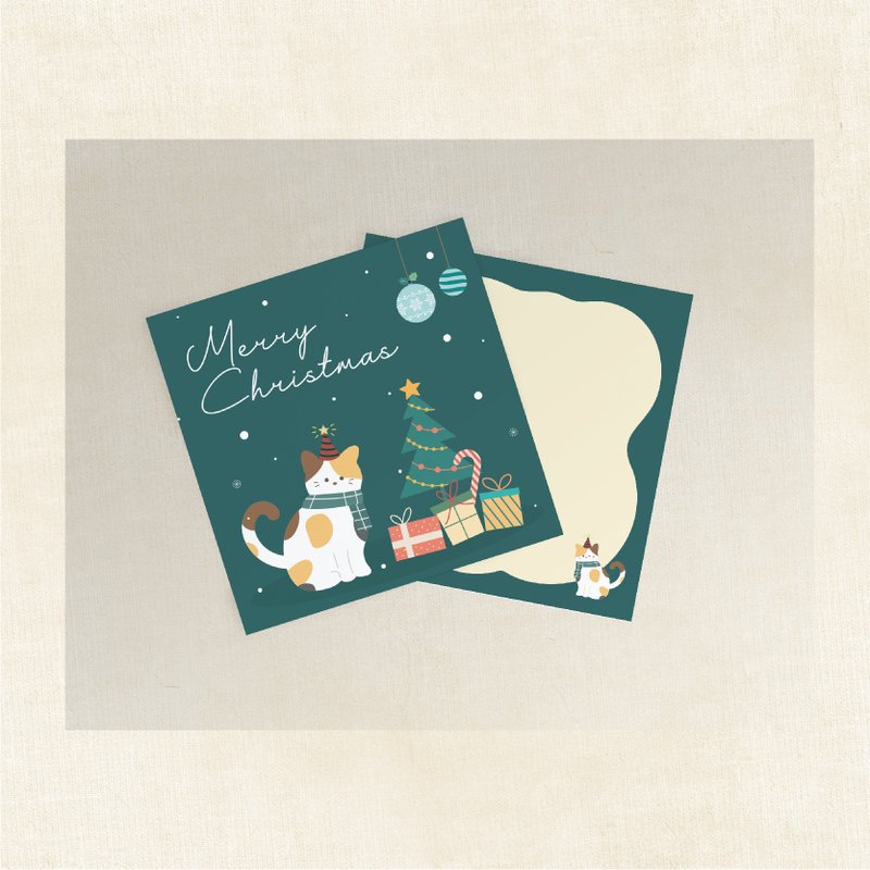 Christmas card Christmas card Christmas gift card Christmas card Santa Claus cat card - Cards & Postcards - Paper 