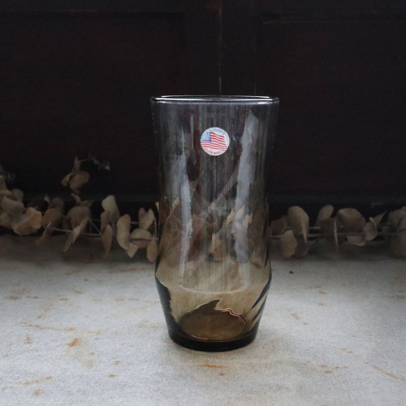 早期Libbey冷水杯-水波. 煙灰色 (餐具/老件/舊物/玻璃/幾何) - 玻璃杯 - 玻璃 灰色