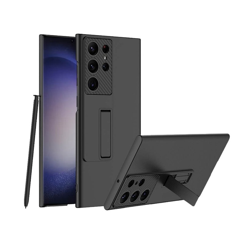 CASE SHOP Samsung S24 Ultra Stand Stand Case-Black - เคส/ซองมือถือ - พลาสติก สีดำ