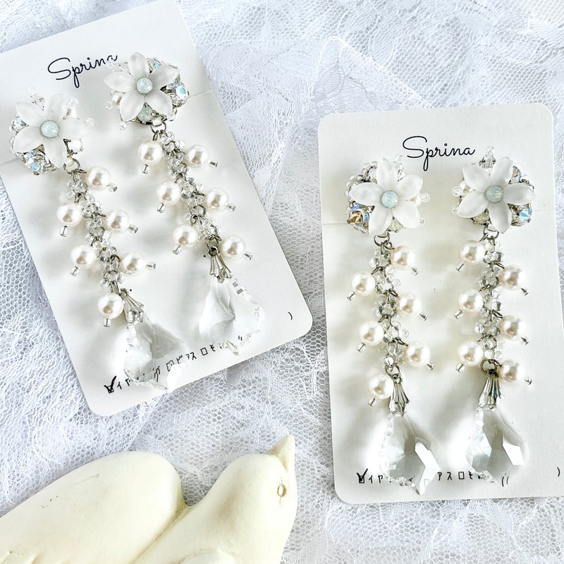 Socia - Earrings & Clip-ons - Glass White