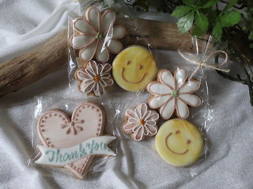 sai-art-cookies 3 袋套 有機糖霜餅乾 笑顔 Heart smile 花