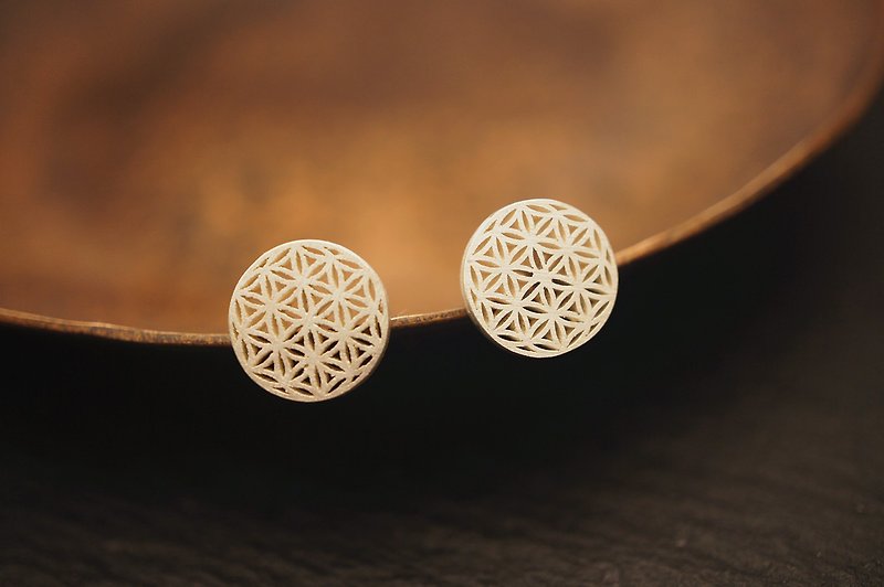 925 Sterling Silver Flower of life earrings (E244) - ต่างหู - เงินแท้ สีเงิน