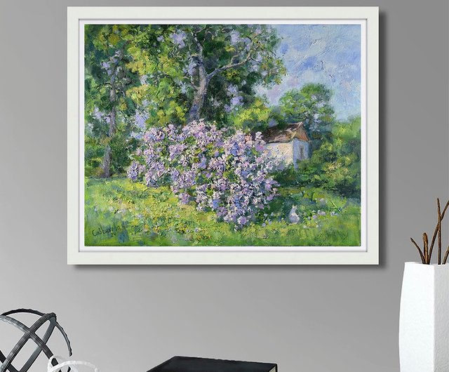 ライラックの絵画風景家木夏自然オリジナルアートワーク