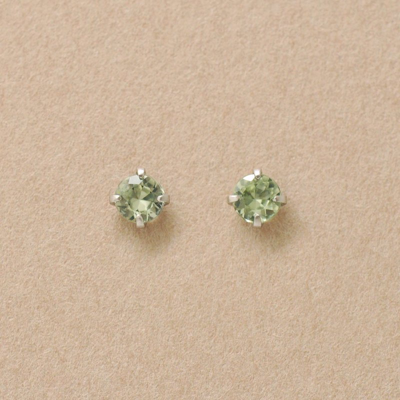 【Second Earrings】 鉑金綠藍寶石耳環 - 耳環/耳夾/耳骨夾 - 貴金屬 