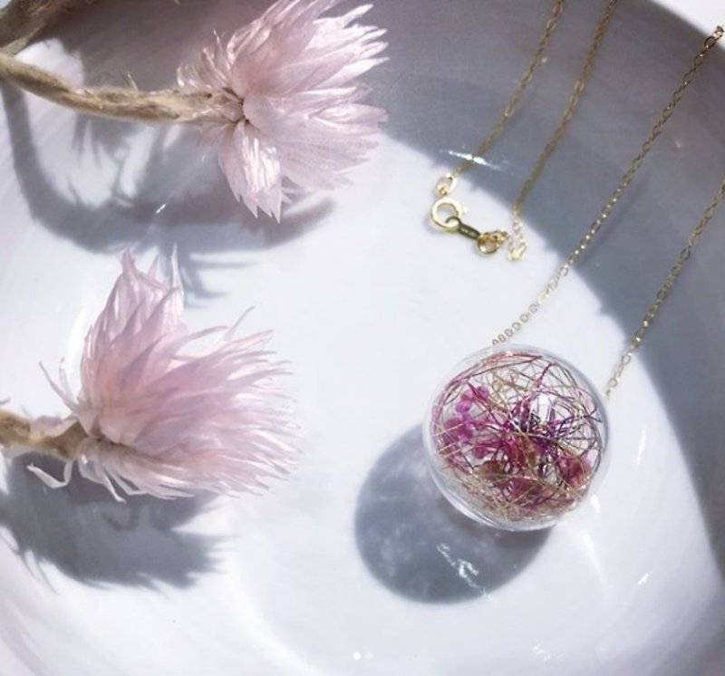 Glass Fantasy Planet Necklace - Single Transparent Powder [14K Note] - Collar Necklaces - Glass Purple
