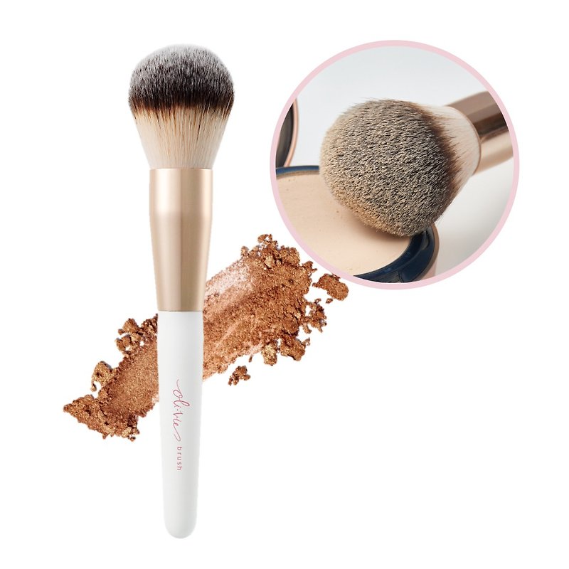 Oli Vie Long-wearing Honey Powder Brush A02 | 12% off a single piece, any 2 pieces get another 15% off - Makeup Brushes - Other Man-Made Fibers White