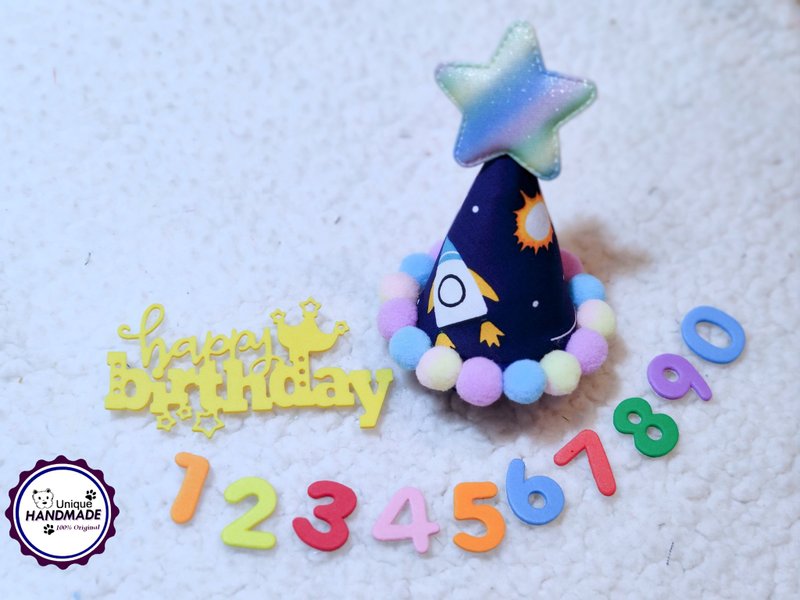 Birthday star 生日之星 寵物生日帽 - 寵物衣服 - 棉．麻 紫色