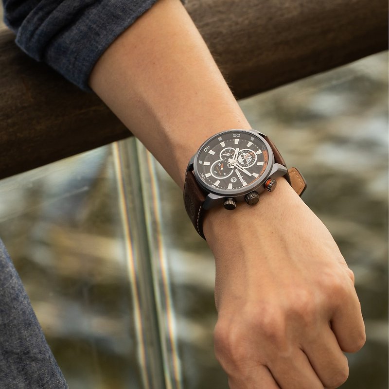 Timberland Henniker II 戶外兩地時間腕錶 | 黑面 | 46mm - 男裝錶/中性錶 - 其他金屬 