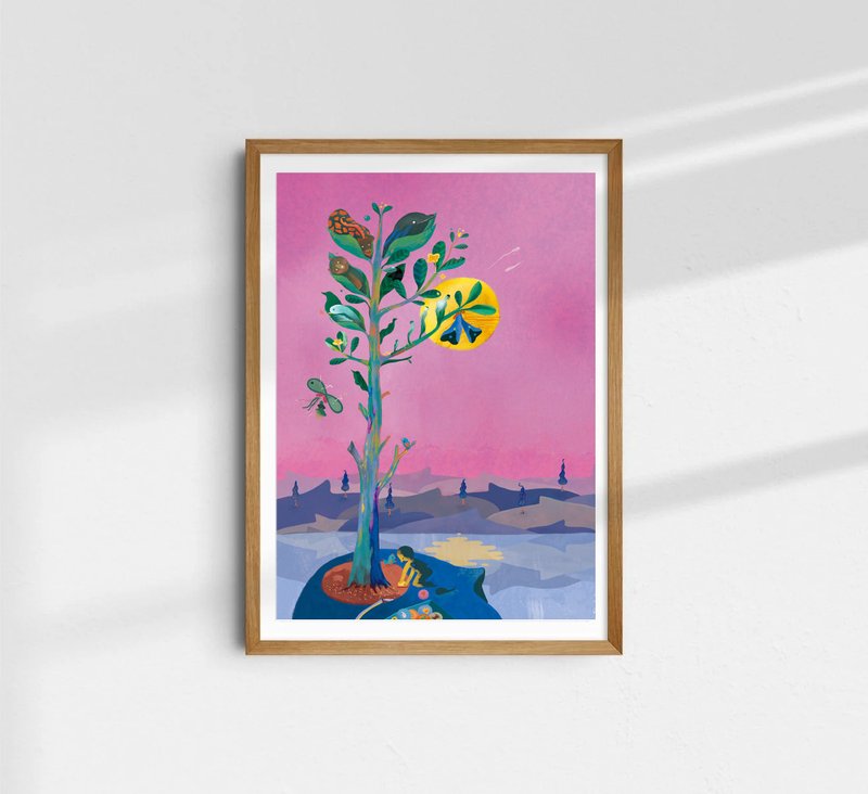 YiVon作品 意念之樹 複製畫 畫作 繪本 居家佈置 - 海報/掛畫/掛布 - 紙 粉紅色