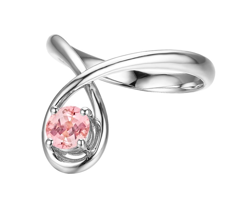 White gold morganite ring. Non diamond engagement ring, morganite wedding ring - Couples' Rings - Precious Metals Pink