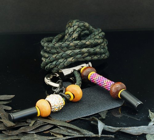 HK-Accessories 手編黑皮繩電話掛繩套裝 ( 可自行配搭家中已有的 Pandora Bead )